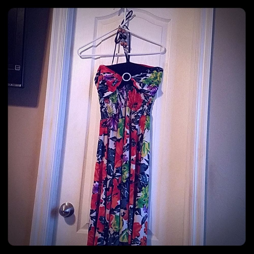 Strapless floral dress